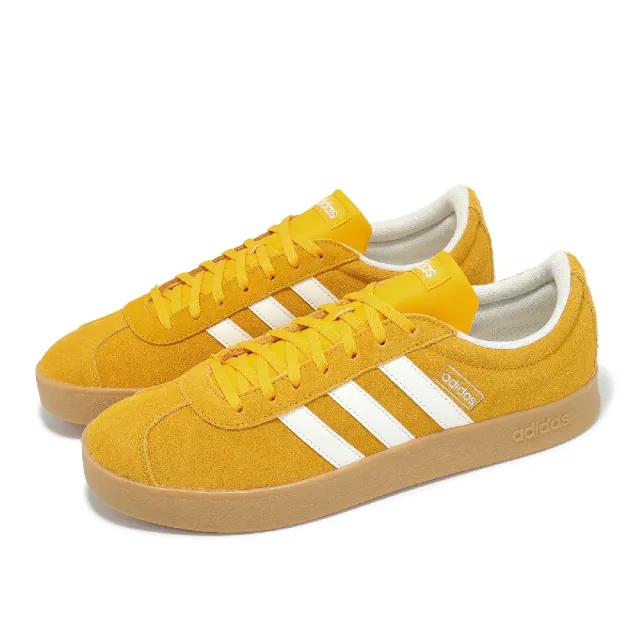 【adidas 愛迪達】休閒鞋 VL Court Classic 男鞋 女鞋 黃 白 麂皮 復古 愛迪達(JS4593)