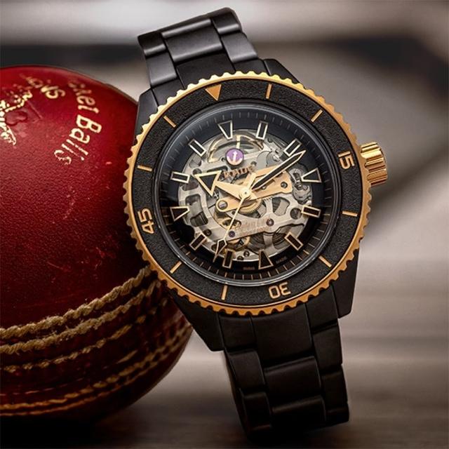 【Rado 雷達表】Captain Cook 庫克船長 霧面黑 高科技陶瓷鏤空機械錶-43mm R03(R32192152)