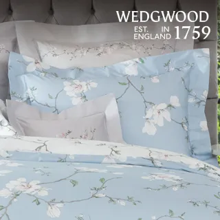 【WEDGWOOD】義大利Muslin貝比紗 印花被套一件｜木蘭琢白 青空藍(百貨款｜加大240x210cm)