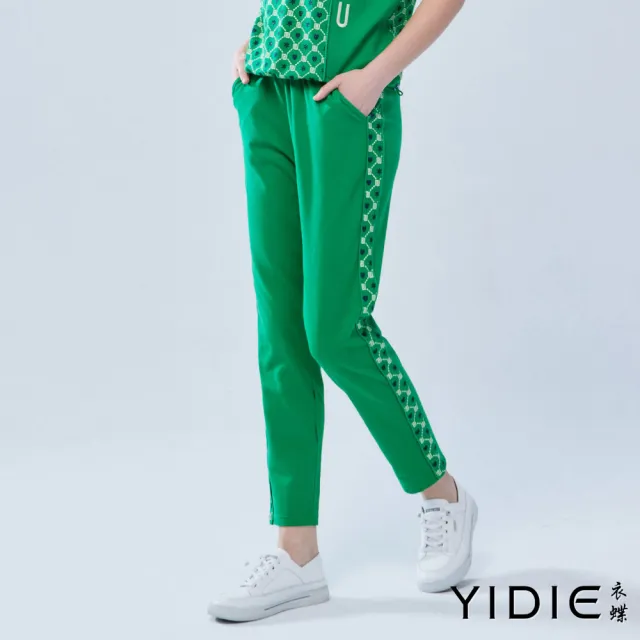 【YIDIE 衣蝶】符號圖案九分褲套裝-綠(上下身分開販售)