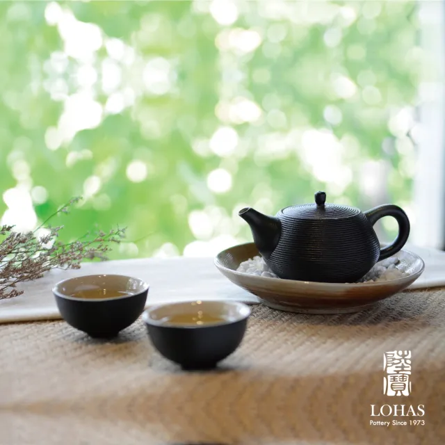 【LohasPottery 陸寶】旋轉壺自在茶組-禪風黑/禪風白(一壺兩杯+活水球)