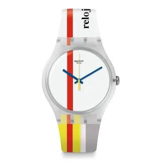 【SWATCH】THE RED SHINY LINE 經典手錶/男錶/女錶/瑞士製造 SUOZ297(41mm)