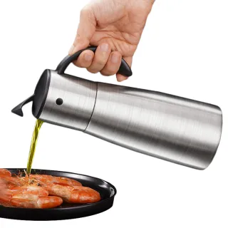 【新錸家居】德國SSGP★304不鏽鋼自動開蓋防漏油壺600ml(大容量油壺調味瓶 防漏壺嘴不易滴漏 單手使用)