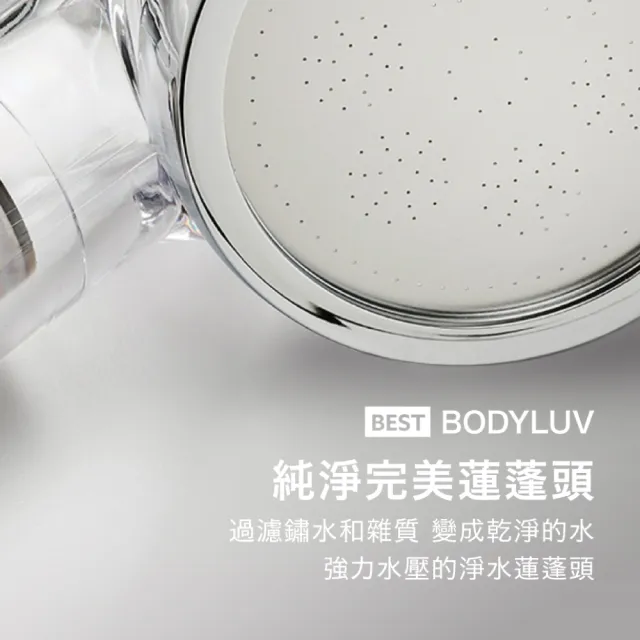 【BODYLUV | 經典SPA香氛套組】純淨完美蓮蓬頭1入+SPA濾芯2入(牛奶肌養成)