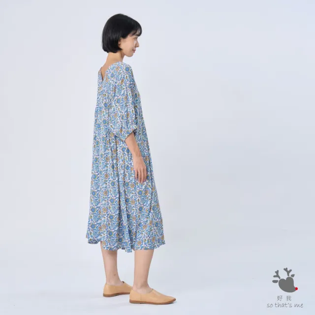 【so that’s me 好我】Fifi度假五分袖長洋裝(印花藍)
