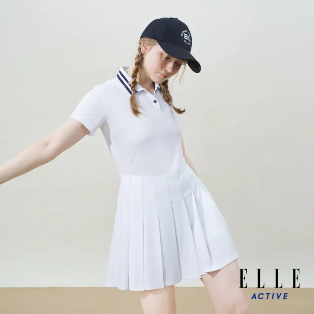 【ELLE ACTIVE】女款 簡約修身配色連身洋裝-白色(EA25S2W2601-90)
