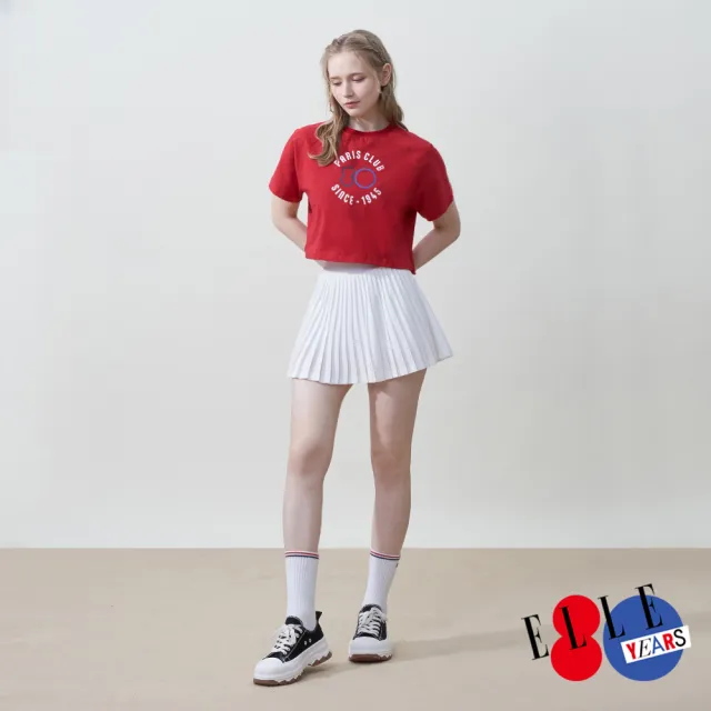 【ELLE ACTIVE】女款 印花短版圓領短袖T恤-紅色(EA25S2W1607-75)