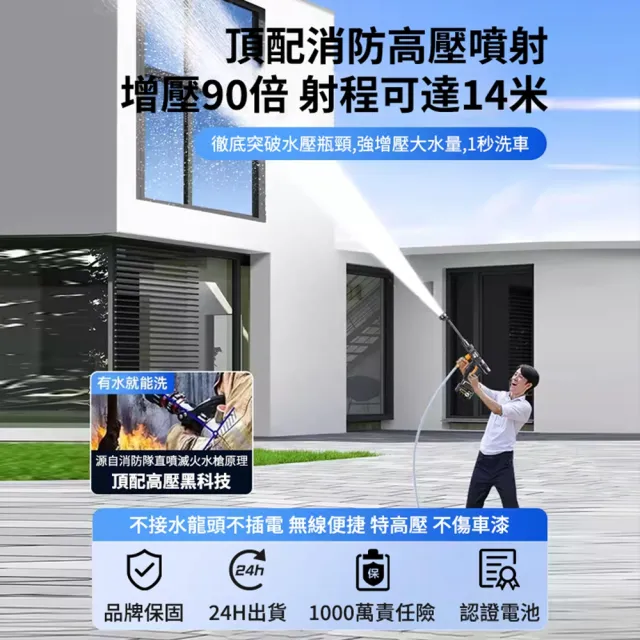 【Ogula 小倉】無線洗車機 高壓水槍 無刷至尊款（五節兩電+座充）贈豪華大禮包(洗車水槍/電動洗車機)