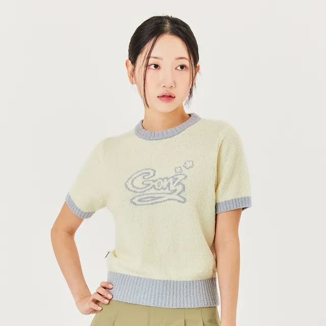 【Mark Gonzales】女裝 GONZ 短版短袖針織上衣-米白色