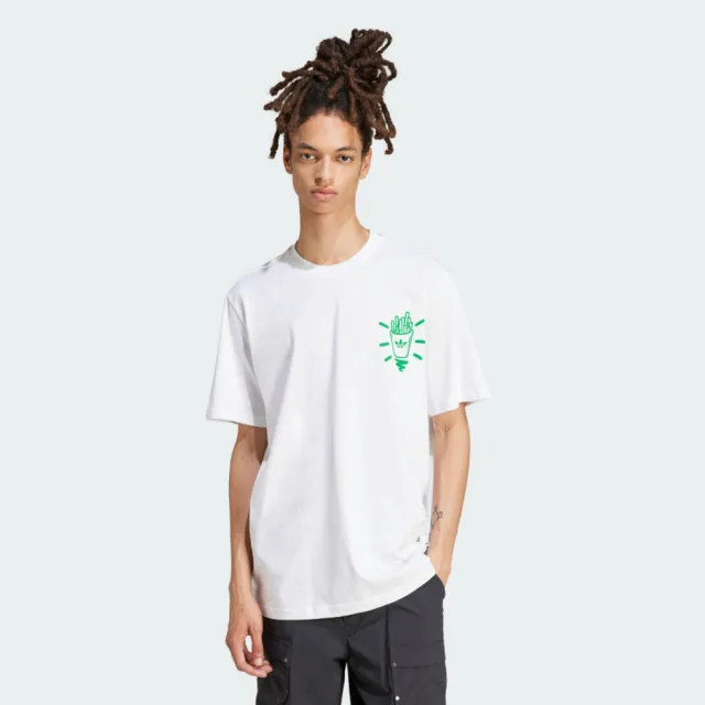 【adidas 愛迪達】Q12 Ts Street B 男 T恤 運動上衣 休閒短袖 白 綠 亞版(JD0677)