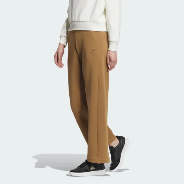【adidas 愛迪達】Lounge Dk Pnt 女 長褲 運動長褲 休閒長褲 卡其 亞版(JJ3557)