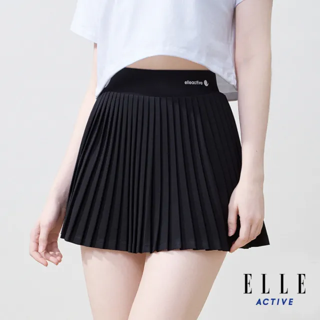 【ELLE ACTIVE】女款 簡約休閒百褶短裙/褲裙-黑色(EA25S2W2104-99)