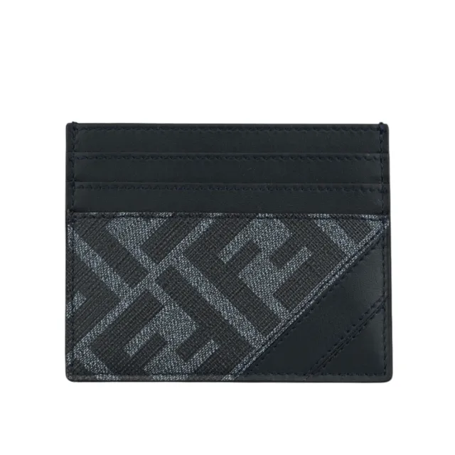 【FENDI 芬迪】Diagonal FF Logo 帆布及皮革6卡卡片夾/名片夾(牛仔藍)