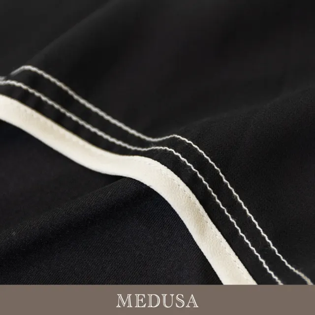 【MEDUSA 曼度莎】現貨-白滾邊雪紡荷葉蓋肩上衣（M-2L）｜女短袖上衣 雪紡上衣 氣質穿搭(601-5070A)