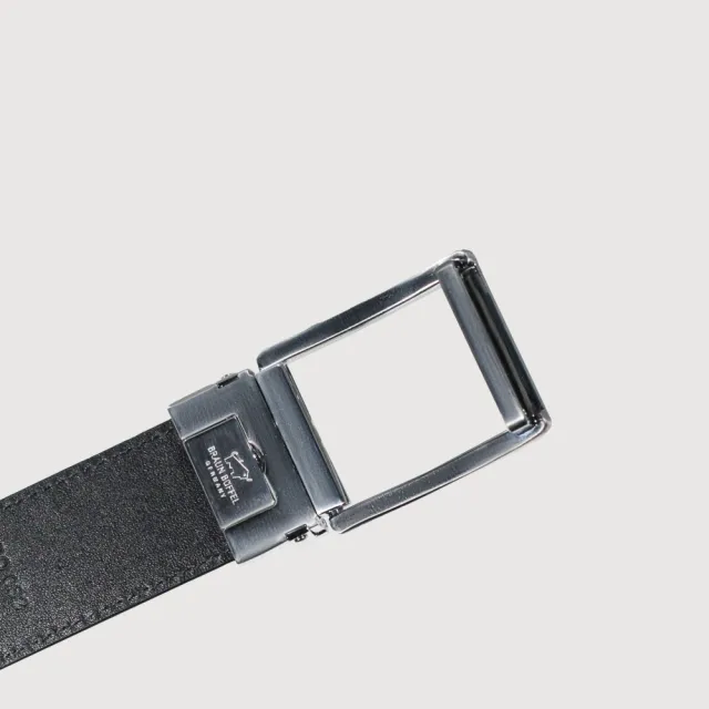 【BRAUN BUFFEL 德國小金牛】時尚紳士 前推式鏤空自動扣皮帶-銀色(BF25S-RO03242-SNK) 送禮推薦