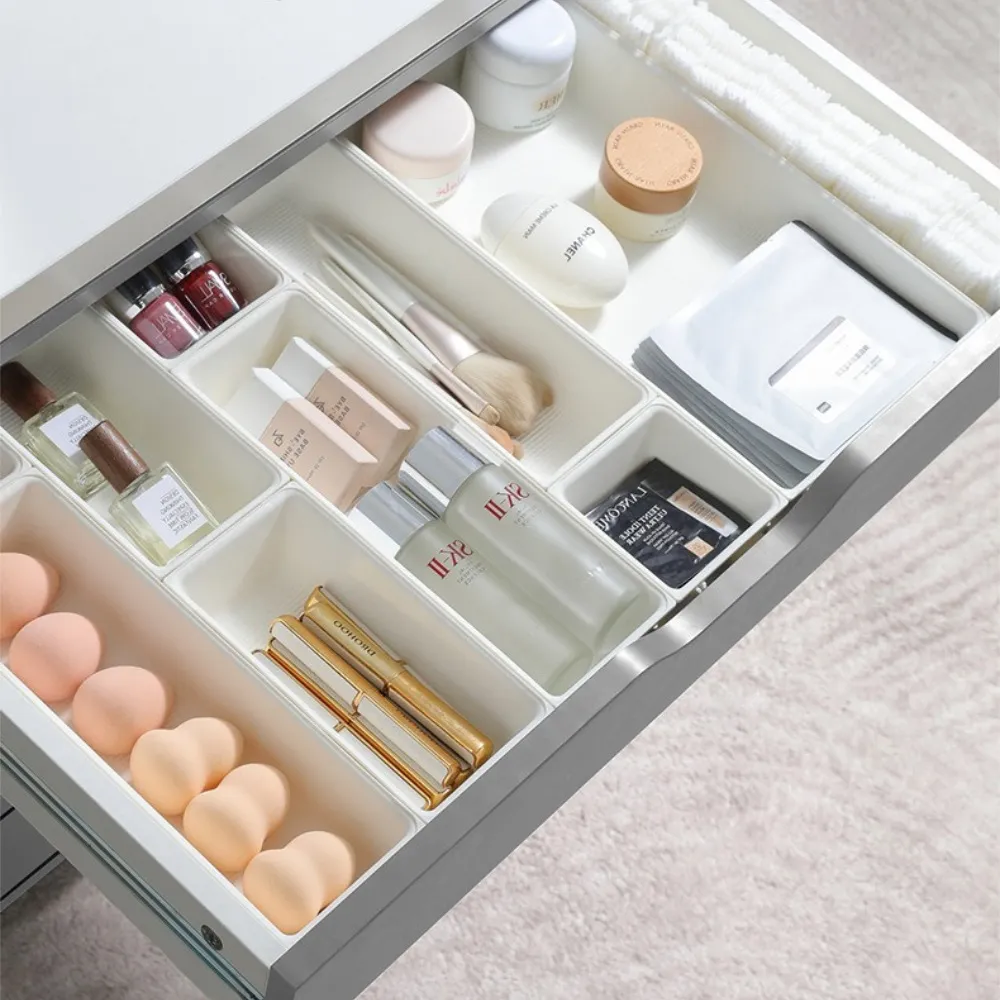 【Dagebeno荷生活】分類存儲防滑底部抽屜收納盒 拼接搭扣任意拆卸條紋收納盒(大號2入)