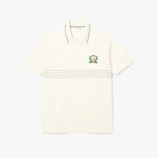 【LACOSTE】男裝-法國製經典版型L.12.12刺繡盾牌短袖Polo衫(米色)