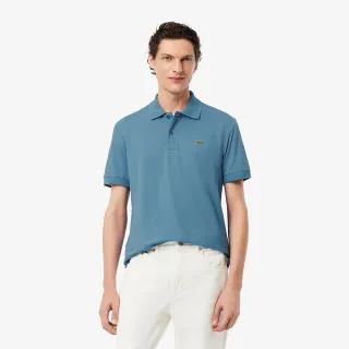 【LACOSTE】男裝-經典版型 L.12.12輕質網眼布短袖Polo衫(灰藍色)