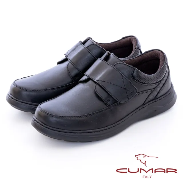 【CUMAR】頂級柔軟皮革魔術氈氣墊鞋(黑色)