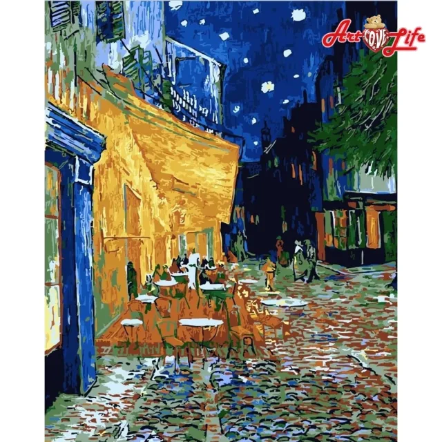 【ArtLife 藝術生活】DTR083 梵谷夜晚露天咖啡座 50*65CM(數字油畫 DIY數字油畫 畫畫玩具)