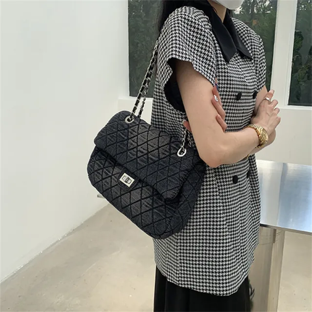 【MoonDy】雙11 包包女 小香風包包 鏈條包包 大包包 菱格包包 洗水牛仔布包包 流浪包包 肩背包