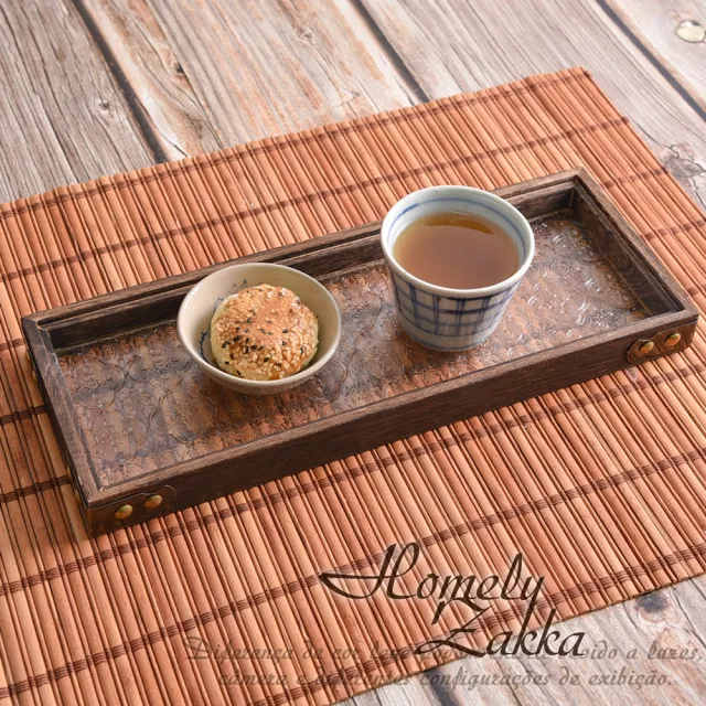 【Homely Zakka】北歐復古木質海棠花輕奢玻璃托盤/餐盤/置物盤_4款任選(防滑托盤 收納盤 餐廳托盤 大托盤)