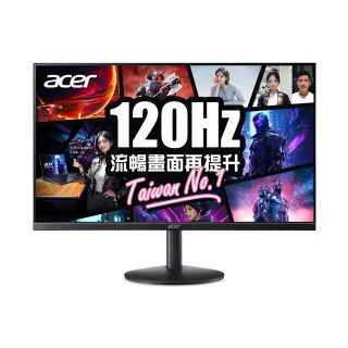 【Acer 宏碁】SA243Y G0B 24型 IPS FHD 16:9 120Hz超薄護眼電腦螢幕-黑(23.8吋/內建喇叭/AdaptiveSync/1ms)
