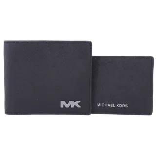 【Michael Kors】RIVINGTON系列 男士 十字紋防刮皮革 10卡 短夾/卡夾(經典黑)