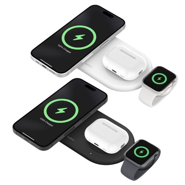 【BELKIN】BoostCharge Pro Qi2 15W 3合1磁吸無線充電板(WIZ022)