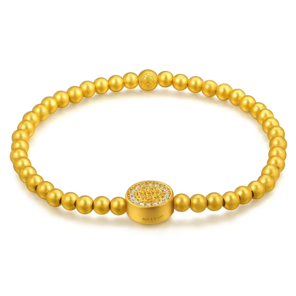 【點睛品】佛韻蓮心 黃金鑽石手鍊