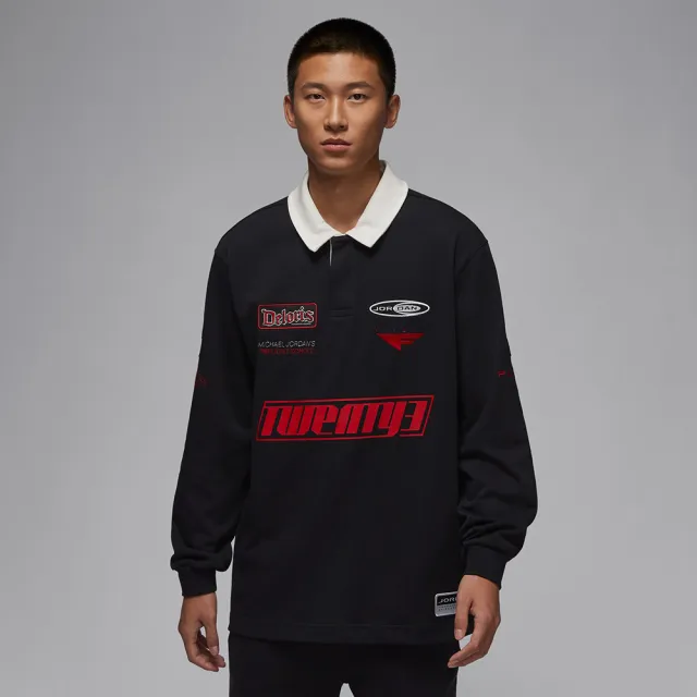 【NIKE 耐吉】長袖上衣 男 袖欖球衣 AS M J ESS STMT RUGBY TOP 黑 HF9324-010