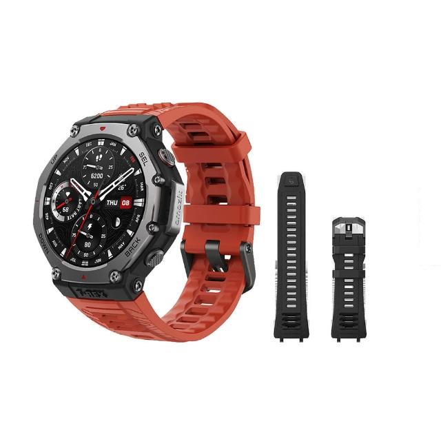 【Amazfit 華米】T-Rex 3 48mm軍規運動智慧手錶 熔岩紅錶帶組 