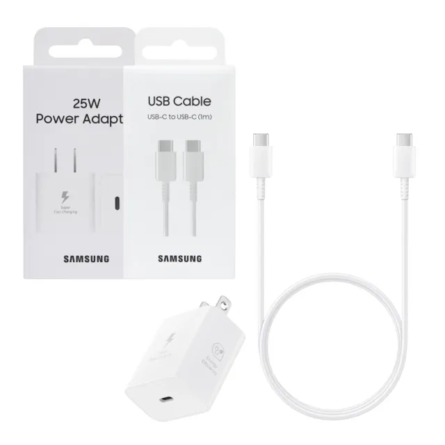 【Samsung 三星】原廠盒裝 25W超快充T2510+3A 1m 雙Type C線DA705(適用S25 S24系列)