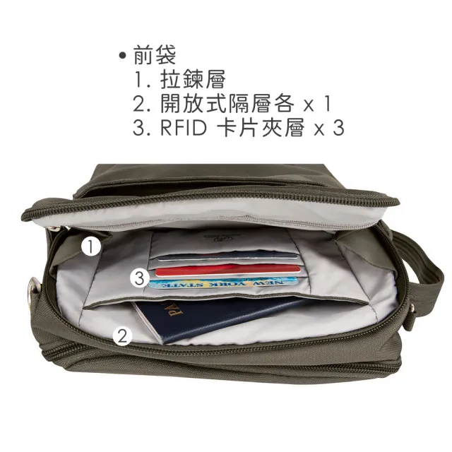 【Travelon】美國 Classic 3層防盜斜背包 棕 / 側背包 斜背包 防搶包 防盜包 出國 送禮 男 女
