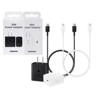 【Samsung 三星】原廠T2510 25W新款盒裝快充頭 + 三星製造 雙Type C線組(適用S25 S24系列)