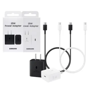 【Samsung 三星】原廠T2510 25W新款盒裝快充頭 + 三星製造 雙Type C線組(適用S25 S24系列)