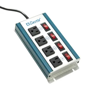 【Castle 蓋世特】官方總代理 4開4插 鋁合金電源突波保護插座 180CM(藍色)