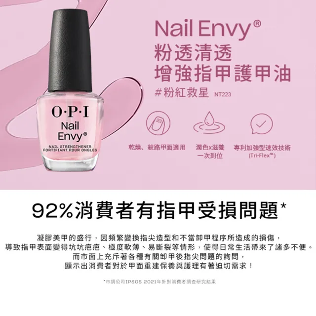 【O.P.I】乾燥型硬甲油記得卸組-粉透清透增強護甲油15mL+專業去光水110mL-NT223+AL414(禮物/官方直營)