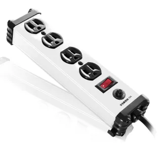 【Castle蓋世特】官方總代理 1開4插 鋁合金抗突波防火防雷保護插座 延長線 電源線-1.8M(蘋果白)