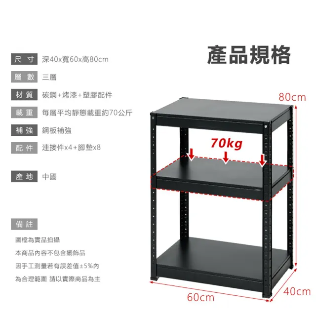 【居家cheaper】40X60X80CM免螺絲三層角鋼架(廚房架 置物架 層架 鐵架 倉儲架 收納架 鞋架)