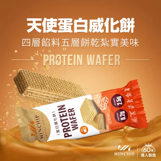 【明奇】天使蛋白威化餅-花生口味4盒(高蛋白餅乾/蛋白棒/健康零食/低熱量/能量代餐)