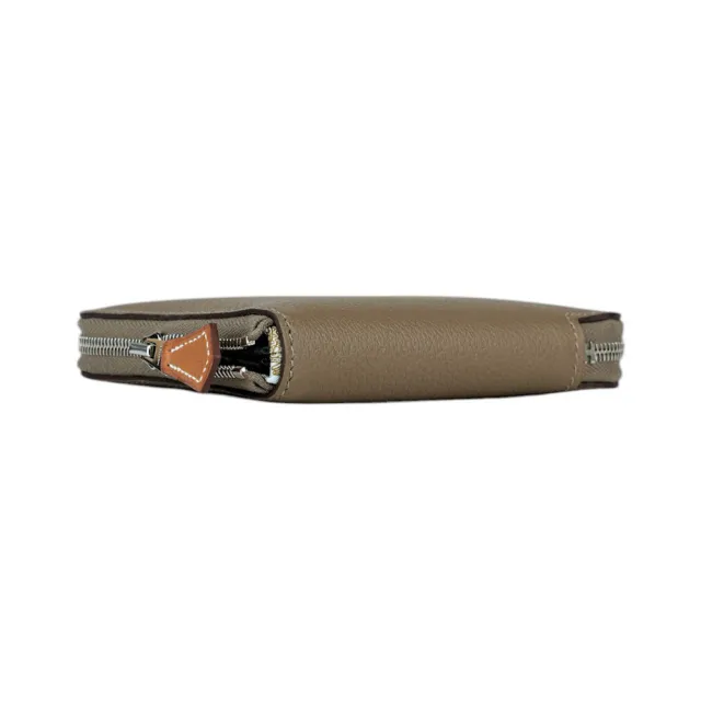 【Hermes 愛馬仕】EPSOM皮 絲巾內裡ㄇ型拉鏈短夾(大象灰)