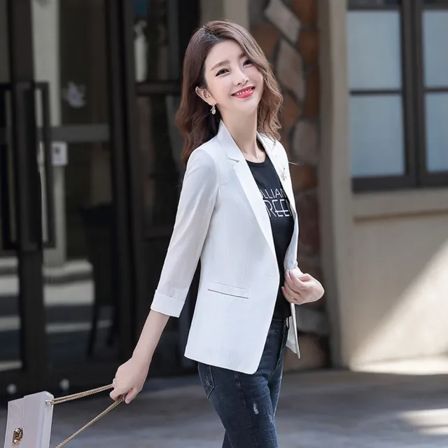 【米蘭精品】現貨+預購 西裝外套休閒西服(純色修身氣質薄款女外套4色74co27)