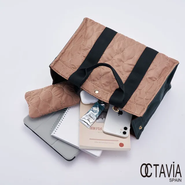 【OCTAVIA 8】雙11 忙碌曲線 四方鋪棉手提肩背二用工作公事包 - 周五粉(工作包 媽媽包)