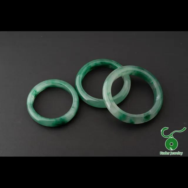 【K.D.J 圓融珠寶】天然非洲翠 冰飄花手鐲 買一送鐲心料鎖片如意墜(15.5-20圍)