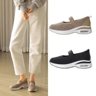 【OLLIE】韓國空運。厚底5CM氣墊舒壓菱格娃娃鞋/休閒鞋鞋(72900007獨家訂製款)