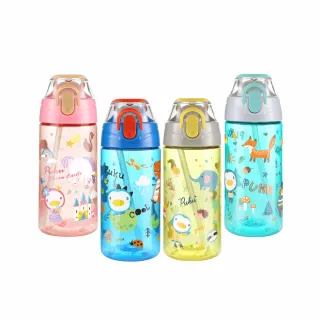 【PUKU 藍色企鵝】Tritan掀蓋運動吸管水壺400ml(藍/粉/黃/綠)
