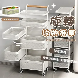 【Clook 鹿客家居】旋轉收納置物推車-五層(美容推車 推車收納 置物架 手推車 收納架 層架)