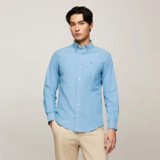 【TOMMY HILFIGER】官方旗艦館 彈性長袖牛津襯衫 _藍色