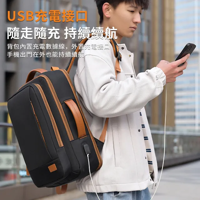 【Starshop】雙11 可擴展雙肩後背包 15.6吋 筆電包 電腦包 旅行後背包 雙肩包 減壓書包(外置USB 